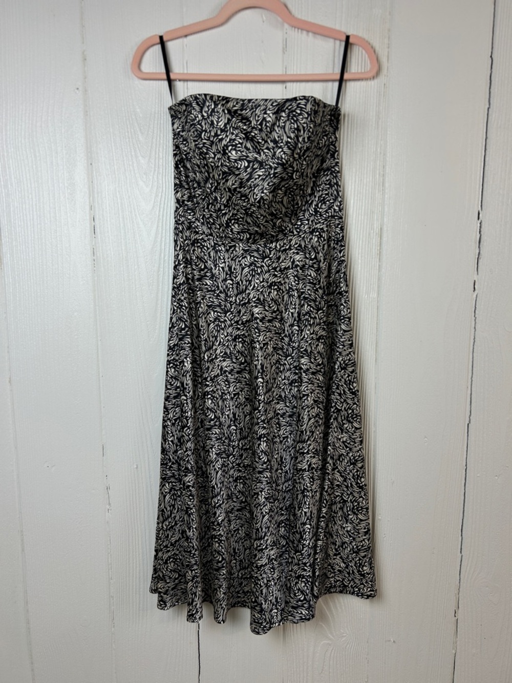 Banana Republic NWT Y2K Silk Black & White Strapless Midi Dress Sz 4